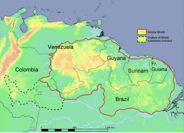 guiana sheild map