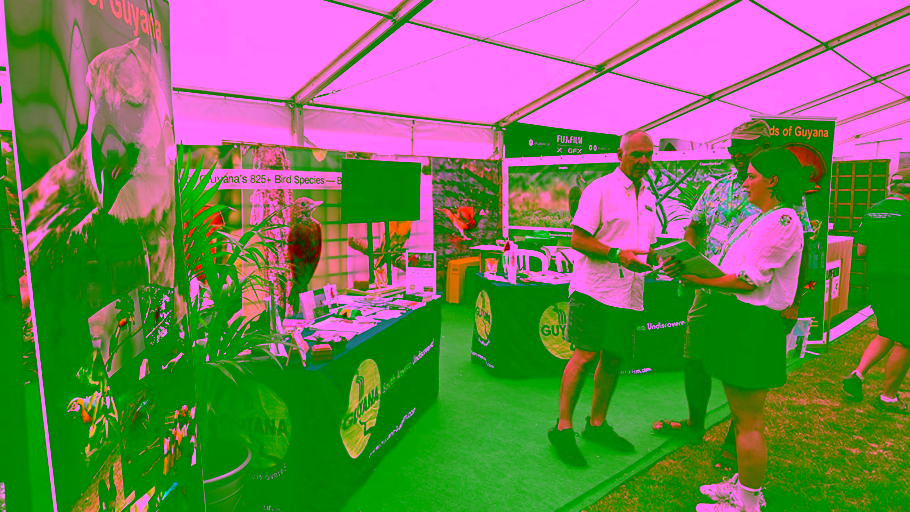 Representatives at the Guyana Tourism Authority stand during Global Birdfair 2026