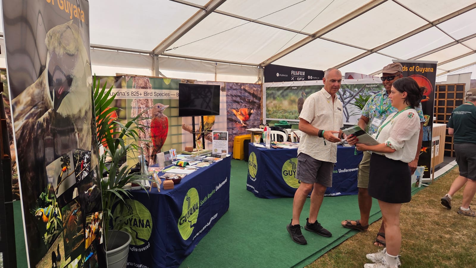 Representatives at the Guyana Tourism Authority stand during Global Birdfair 2026
