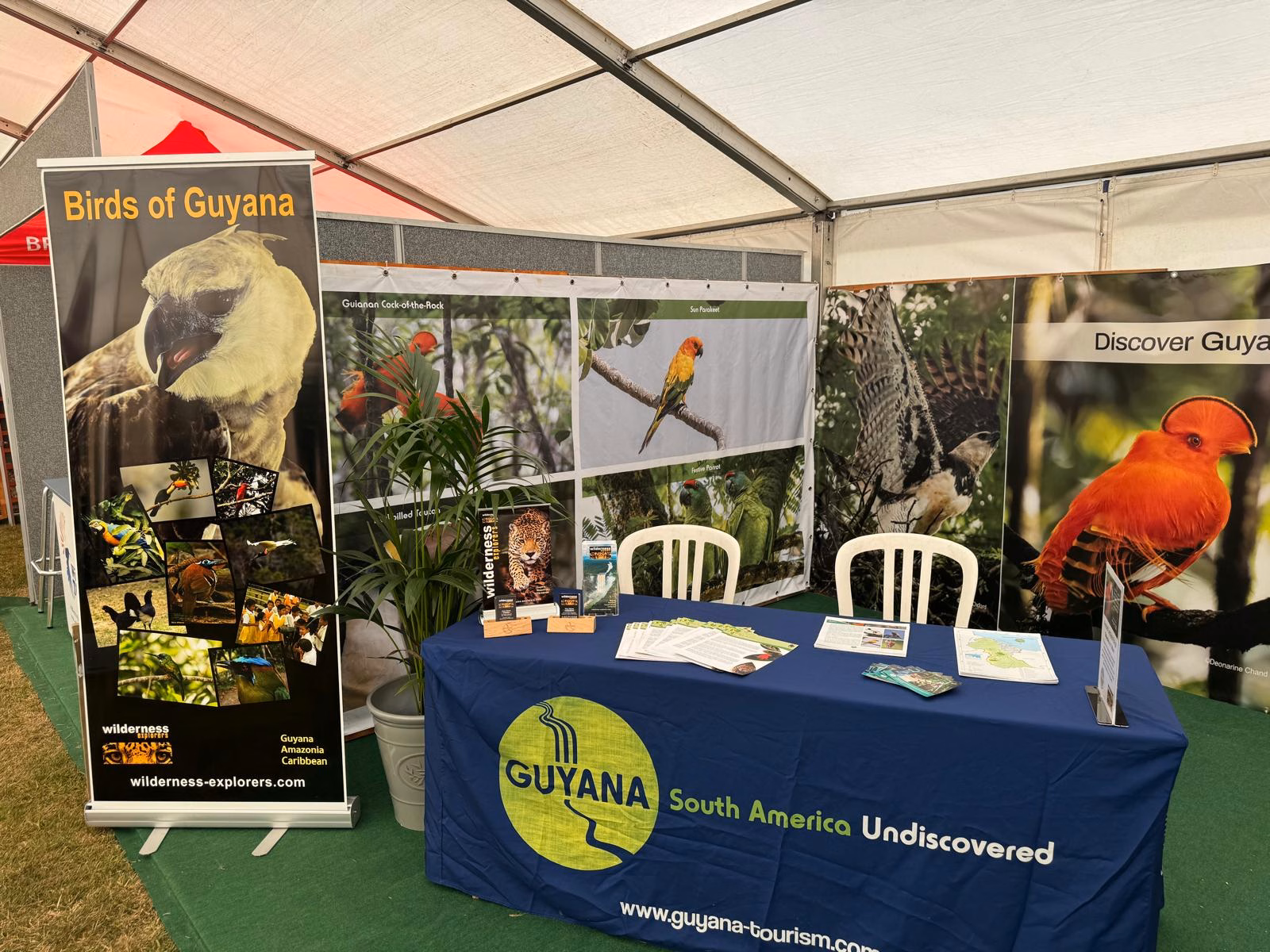 Guyana Tourism Authority exhibition table at Global Birdfair 2026