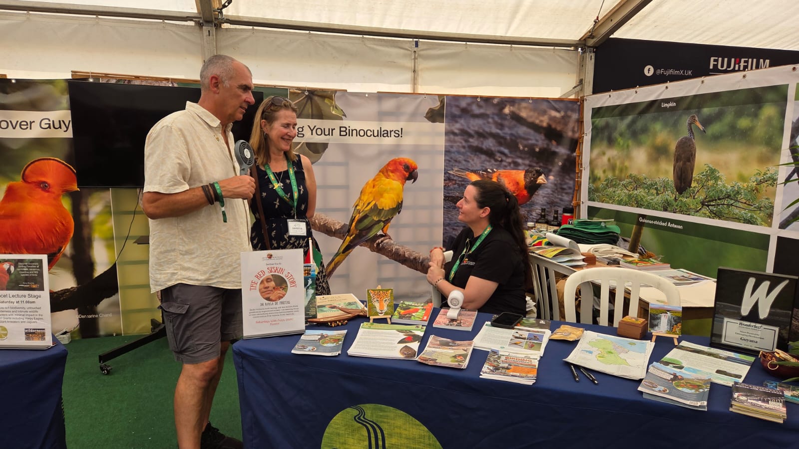 Tony Thorne, Claire Thorne and Kayla de Freitas at the Guyana stand